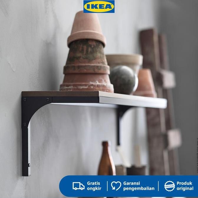 IKEA FJALLBO Rak Dinding Hitam Minimalis 101x20 cm Kayu