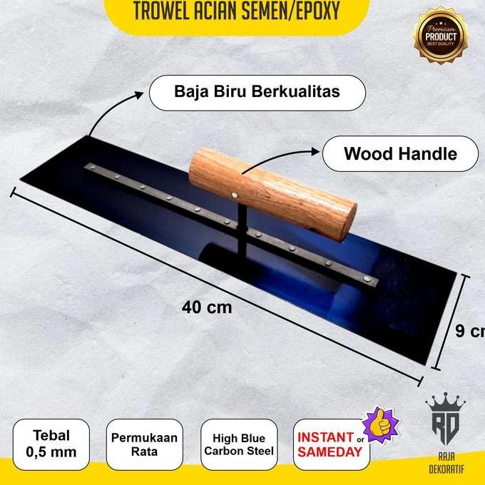 Trowel Raskam Roskam Plat Baja Karbon Acian Tembok/Epoxy