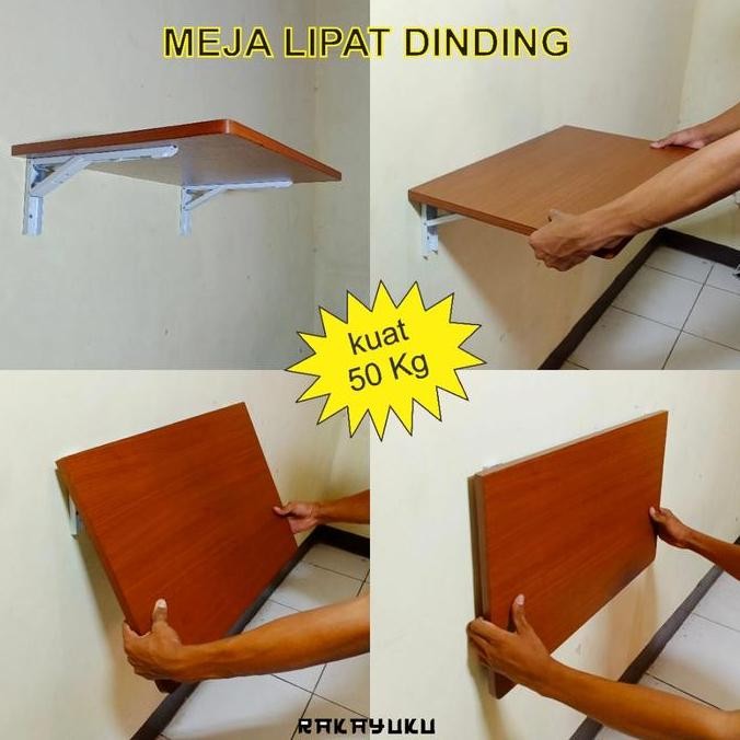 PROMO - Meja lipat dinding, 1 set papan + bracket lipat, murah dan kokoh