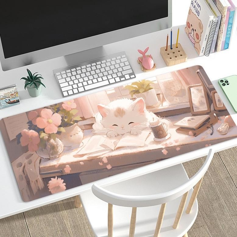 Terlaris LUCKY CAT - PREMIUM MOUSE PAD PANJANG | LARGE KEYBOARD PAD | GAMING MOUSE PAD | MOUSE PAD M