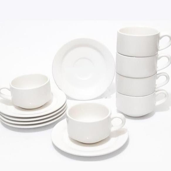 Cangkir Set Putih Polos Kopi Teh Siera