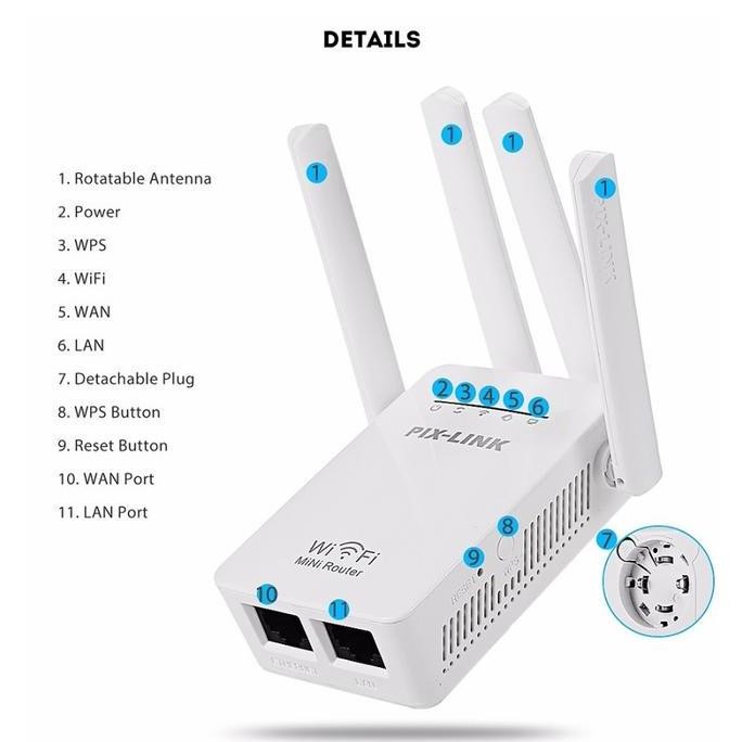 DF400>> Pix Link 300M Mini Wireless Wifi Repeater AP LV-WR09
