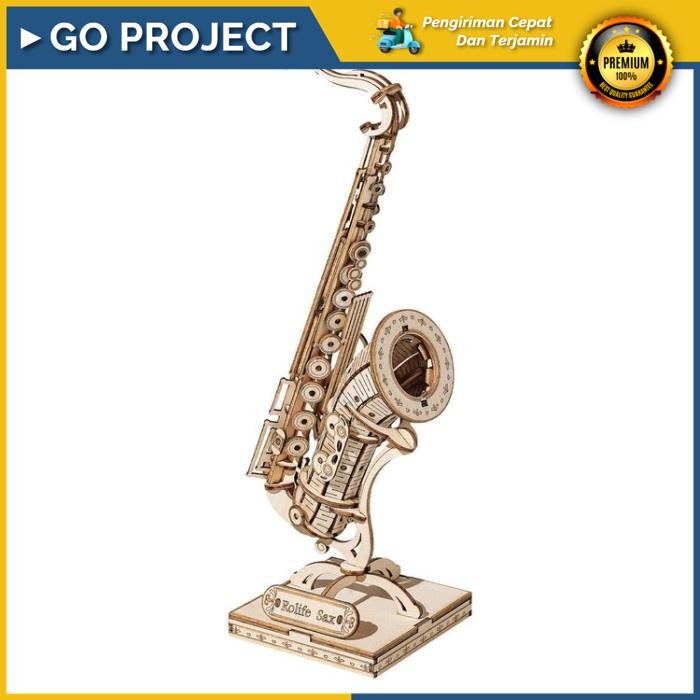 Go-Project Robotime Rolife Saxophone 3D Wooden Puzzle Tg309 Hobby And Toys Collection Original High 