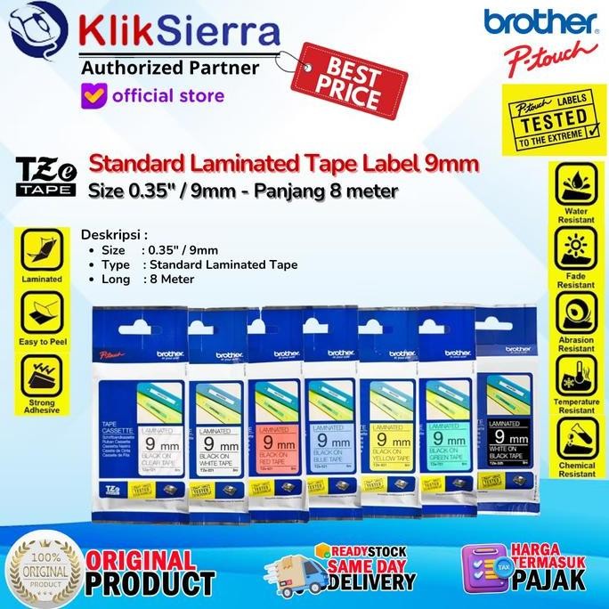 DF233>> BROTHER ORIGINAL Label 9mm x 8m TZe-121 TZe121 | TZe-221 TZe221 | TZe-421 TZe421 | TZe-521 T