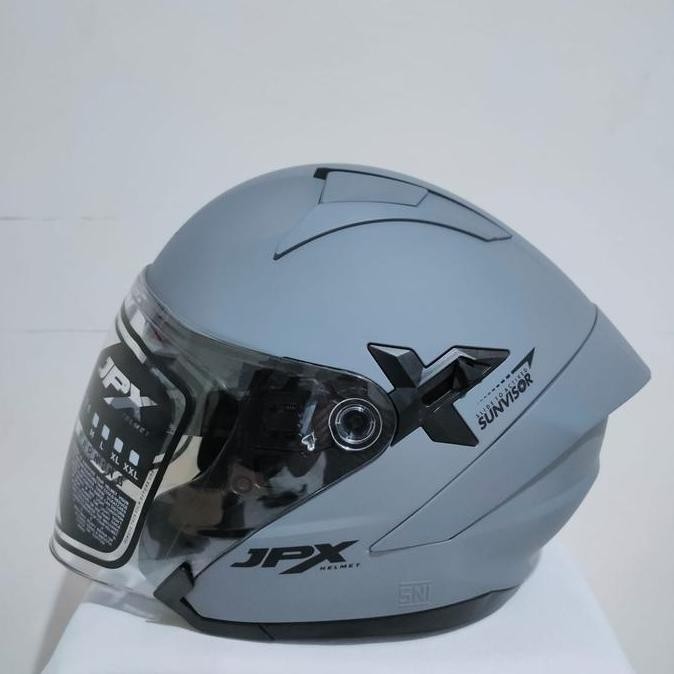 Helm Jpx Nova X Solid Dark Grey Doff Double Visor Half Face