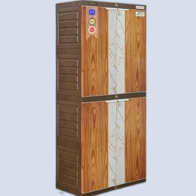 Promo LEMARI PLASTIK NAPOLLY 4 SUSUN ICAB 204/ LEMARI 4 SUSUN TEBAL MOTIF KAYU/ LEMARI SERBAGUNA COD