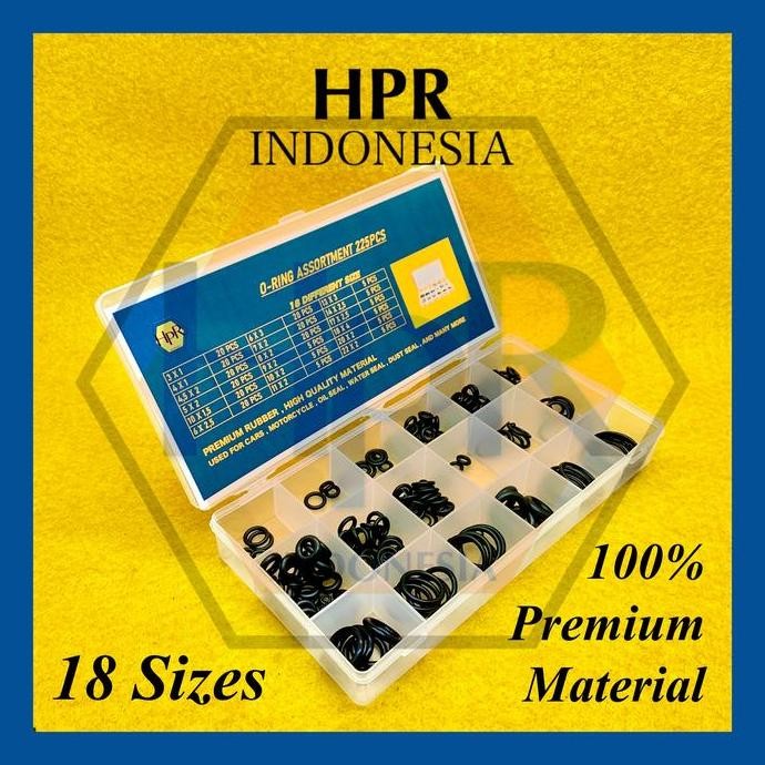HPR Rubber Oring O-ring Box Set Assortment 225 pcs - Karet Seal Anti Bocor - Motor - Mobil - PCP - S