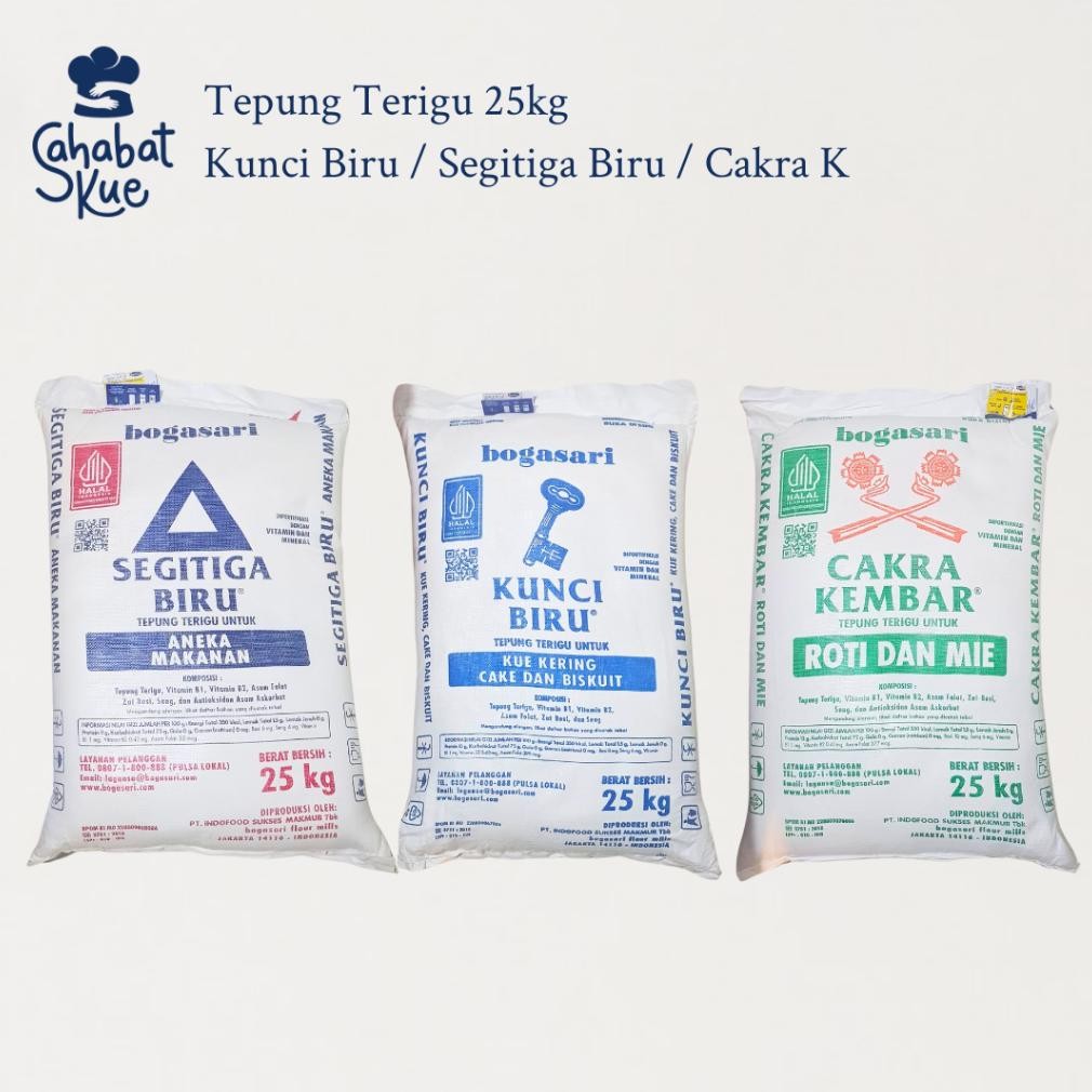 Tepung Teru Kunci Biru 25kg Segita Biru 25kg Cakra Kembar 25kg 1 Sak