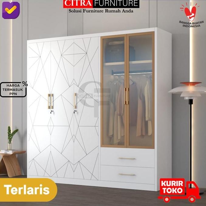Lemari Pakaian Besi 5 Pintu Minimalis | Lemari Baju Metal Wardrobe