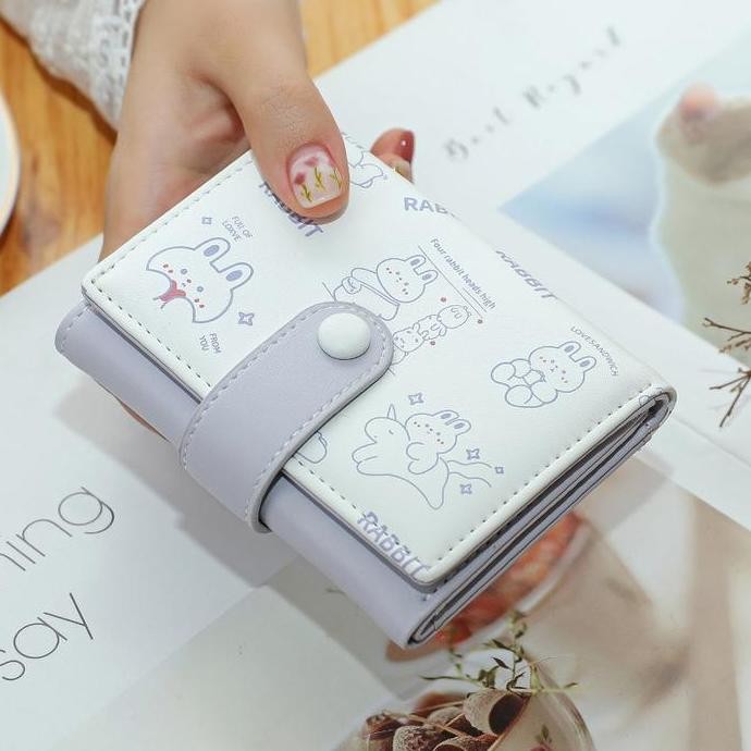 ENOTECA - DOMPET LIPAT WANITA MINI KOREA  KULIT UNGU LILAC LUCU THAQANA WA736P5 KECIL SLOT KARTU RES