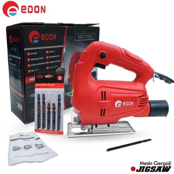 PAPPITSON - EDON Jigsaw Gergaji Kayu Jig Saw Mesin Gergaji Potong Kayu/Triplek merk EDON Free 5 mata