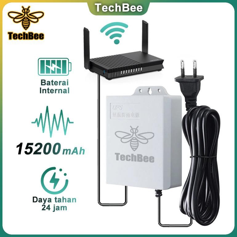 IDEALE- TechBee Ups 15200mAH Ups Mini 12v Untuk Wifi Ups Mini 12 Volt Ups Wifi Ups Cctv Ups Dc Mini 