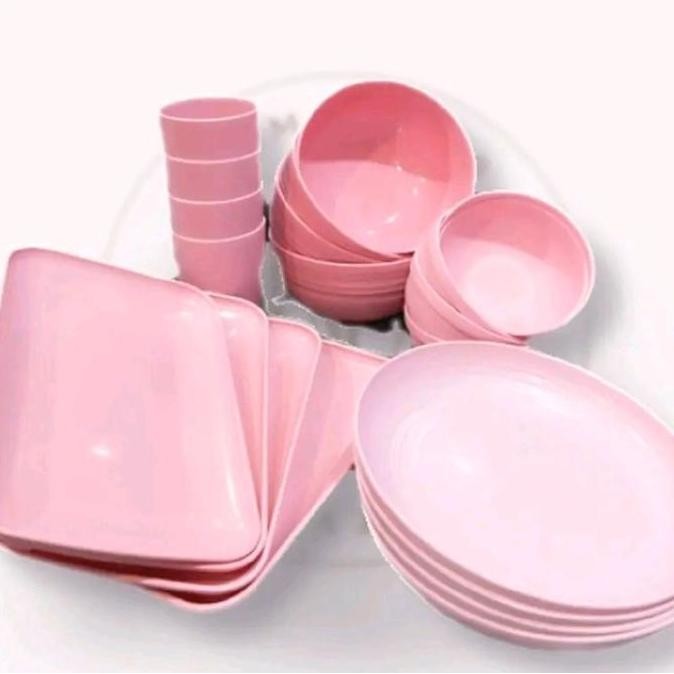 20pcs/set PIRING MANGKOK BASO SUP GELAS PLASTIK WHEAT STRAW