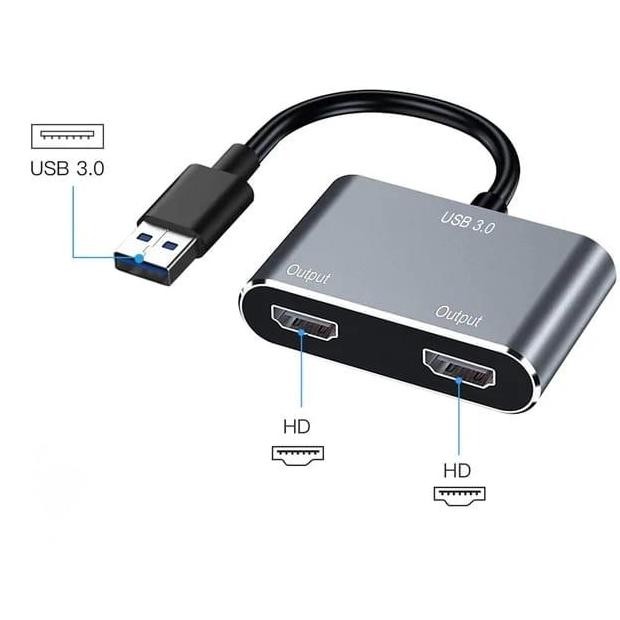 Usb 3.0 To Dual Hdmi Adapter / Converter Usb 3.0 To Hdmi 2 Female