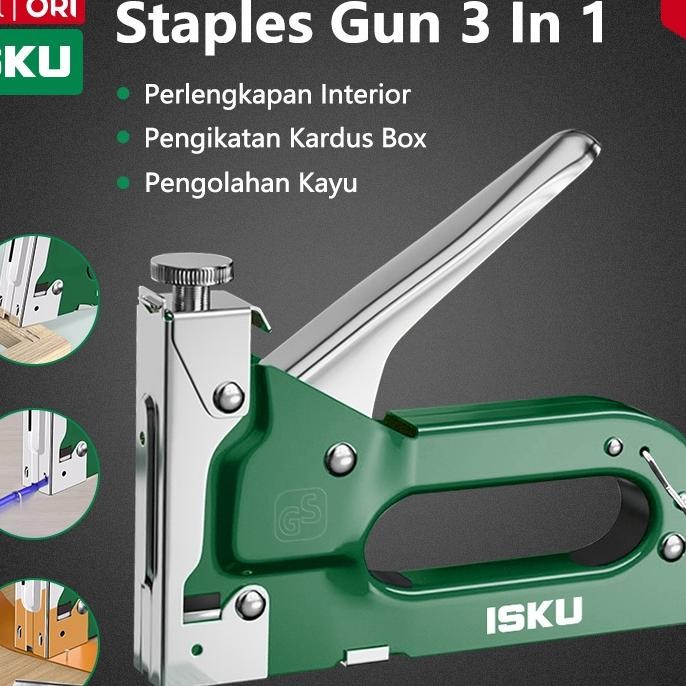 Isku Staples Tembak Jok Motor/Stapler Tembak Kayu Gun Paku Steples Tembak 3 In 1 Tacker Bisa 3 Jenis