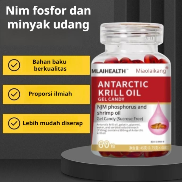 COD+Kirim Dalam 24 Jam[ Asli ] Minyak Krill Antartika-Suplemen Astaxanthin 32mcg Berisi (Minyak Ikan
