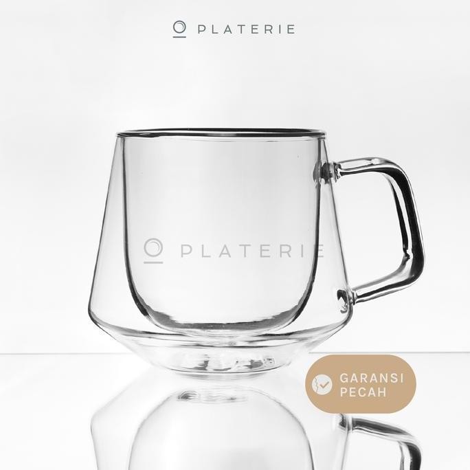 GELAS KACA DOUBLE WALL GLASS 200/350ML WITH HANDLE(+BONUS BOX)