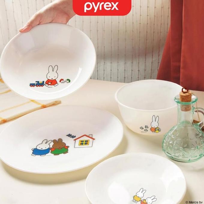 Pyrex Miffy Dinner Set / Dinner Plate & Bowl / Set Piring dan Mangkok Makan / Set 3pcs Dinner Set