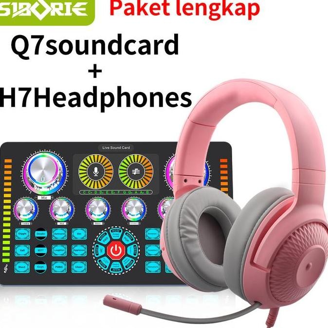 Siborie Q7+H7 Paket Lengkap Live Soundcard Mic 3 In 1 Karaoke For Streaming Langsung
