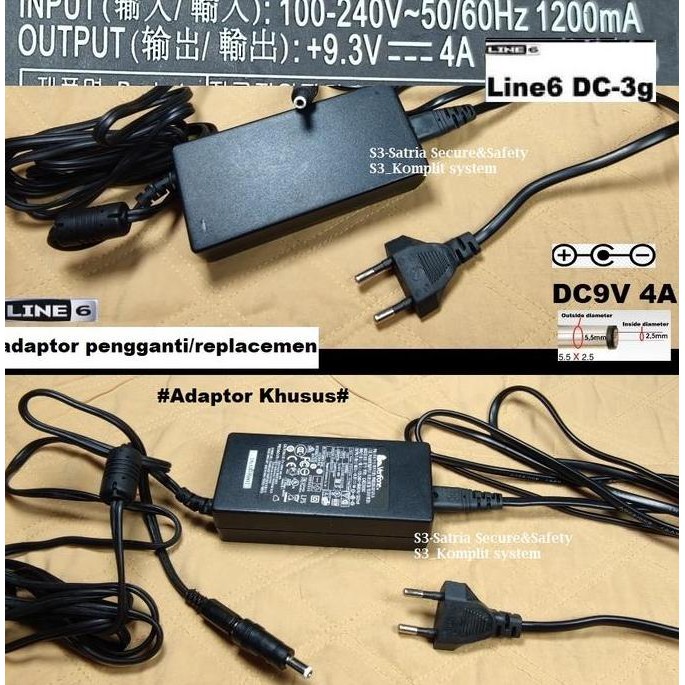 Adaptor Dc 9Volt Power Supply 9V 4A Adaptor Khusus Line6 Dc3G Adapter Line 6 Pod Hd500 Hd300 Hd400 D