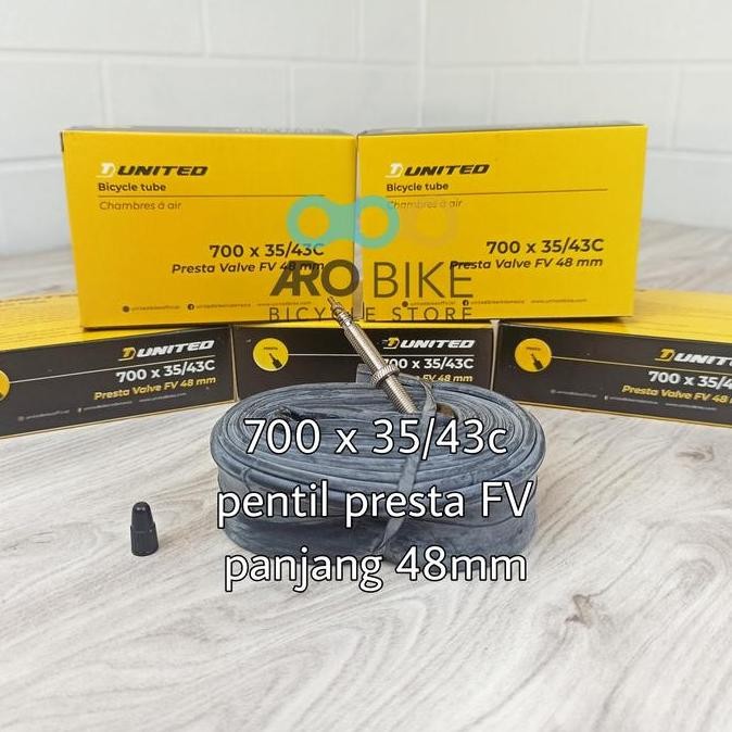 Promo Ban dalam sepeda gravel balap 700 x 35/43C United Presta valve FV 48mm COD