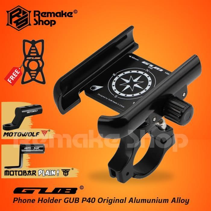 GUB P40 Phone Holder HP Motor Gps Full Besi Alumunium Alloy Dudukan Ponsel Tatakan Handphone Stang S