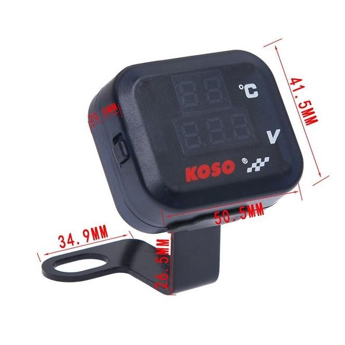 Voltmeter Koso 3 In 1 USB Charger Universal SEMUA MOTOR Anti Air Original Termometer Digital Jam Suh