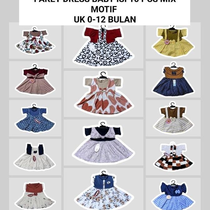 DS47 >> ISI 10 PCS Paket usaha dress BABY baju anak perempuan UK 0-12 bulan  Bayi Perempuan Cewek