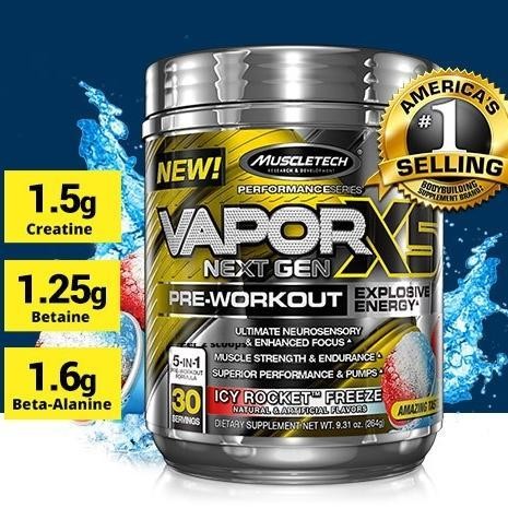MUSCLETECH NANO VAPOR X5 PRE WORKOUT 30 SERVINGS BPOM !!!