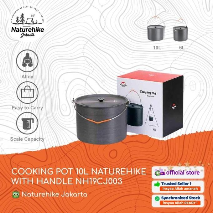Cooking Pot 10L With Handle Naturehike Nh19Cj003 Panci Nesting Camping
