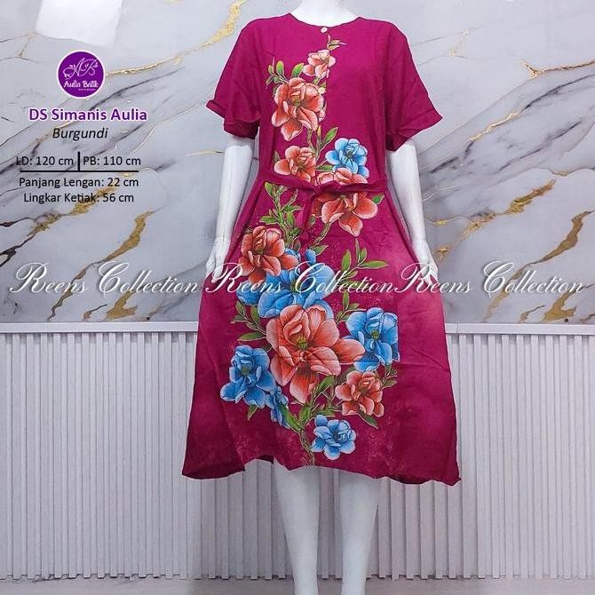 Aulia Batik Daster Simanis Batik Print | Daster Tangan Pendek Selutut 3 Kancing Depan Busui Sepasang