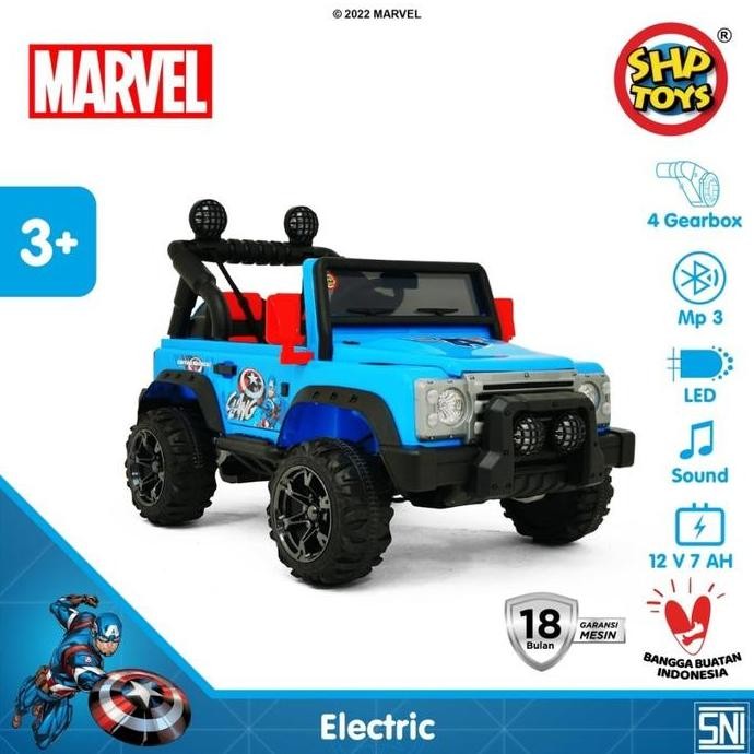 Mainan Anak Mobil Aki Jeep Rocky Marvel Ban Karet - Volta 5008