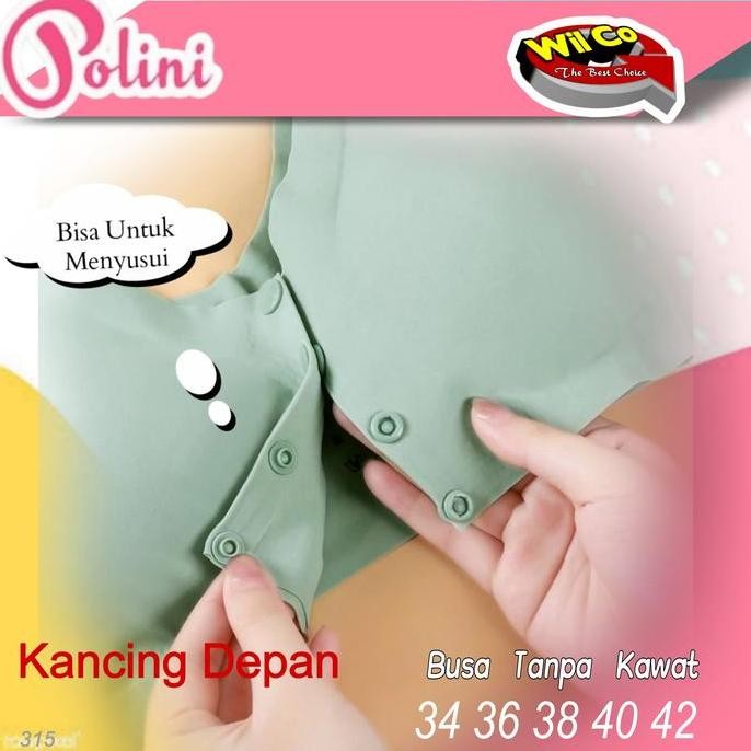 K315 Polini Bra Kancing Depan Busa Tanpa Kawat (Busa Bisa Dilepas) Wanita Tipis Dewasa Bh