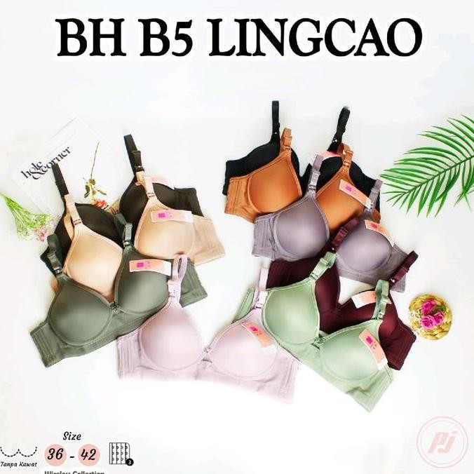 Bra Tanpa Kawat Lingcao B5 Ukuran 36-42 Cup Besar Dengan Busa Standar - Tipis, Wanita Bh