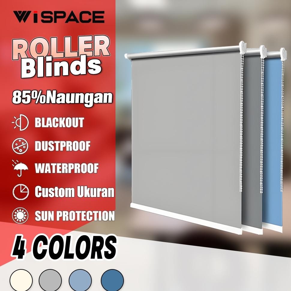 WISPACE Roller Blind Jendela Roller Blind Roller Blinds Gorden Minimalis 85%Dimout Dapur&Kantor Hias