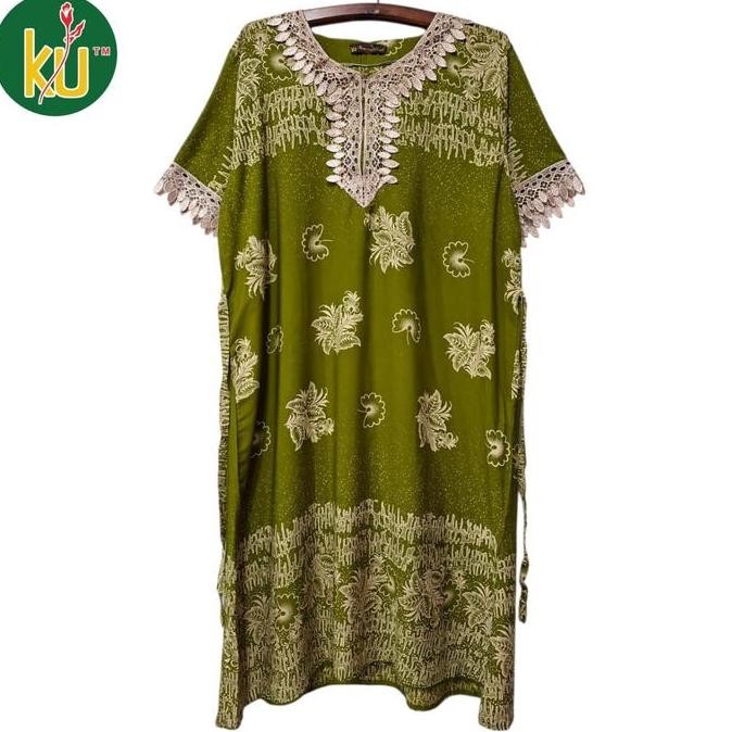 Kencana Ungu Daster Renda Jumbo Label Hitam Variasi Renda Resleting Depan Tali Samping Bahan Rayon L