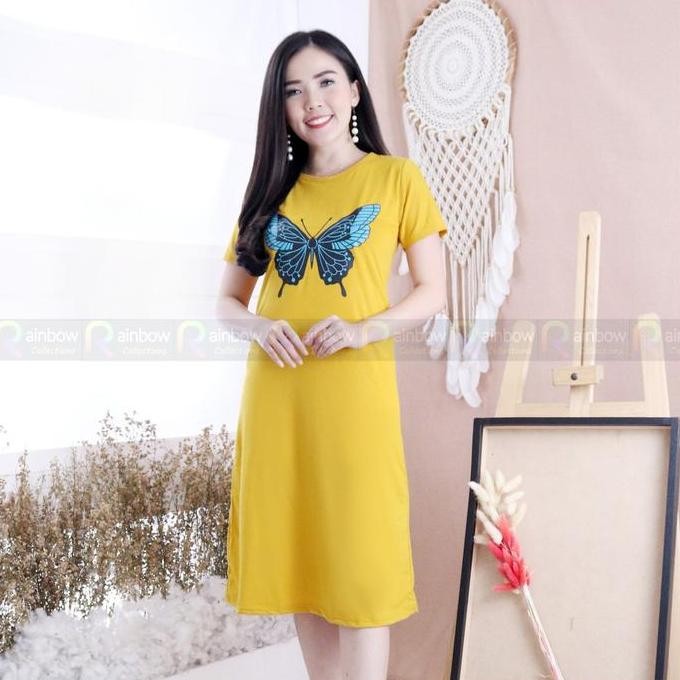 Casual Dress Wanita Midi Baju Terusan Kaos Selutut Daster Homedress