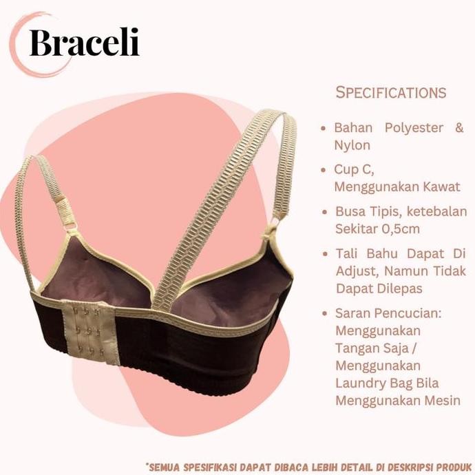 Dapat 3Pcs Bra Kawat Jumbo Braceli Art 3325 Cup C Motif Kaos 2 Nada Warna