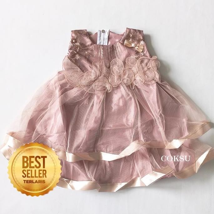 DF296>> Dress Baju Bayi 0 6 Bulan Newborn Model Terbaru 2023 Warna Sage Green Soft Mint Putih Pink D