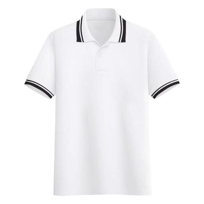 DY105 >> POLOSKING :  KAOS POLOS SHIRT POLOS HITAM PUTIH KERAH STRIPE |/KAOS  KERAH SERAGAM PRIA DAN