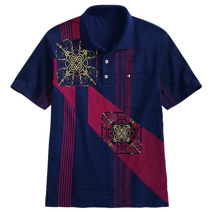 DF130>> Kaospolos - Kaos Kerah Pria Distro Batik Saku | Baju Kaos Polo Motif Dewasa Kancing Lengan P