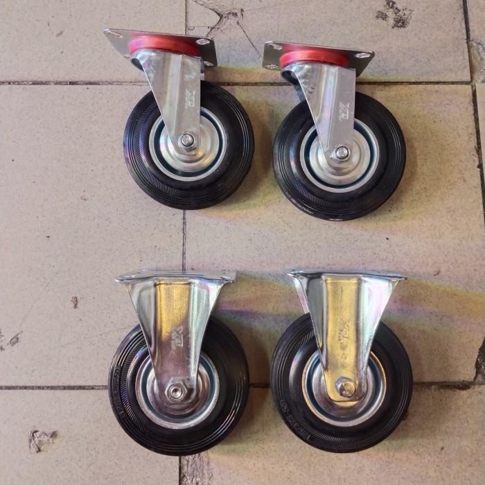 Roda Etalase 5 Inch / Roda Troli / Roda Karet 1Set ( 2Hidup 2Mati )
