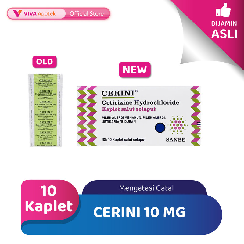 Cerini 10 mg / Cetirizine / Alergi / Gatal (10 Kaplet)