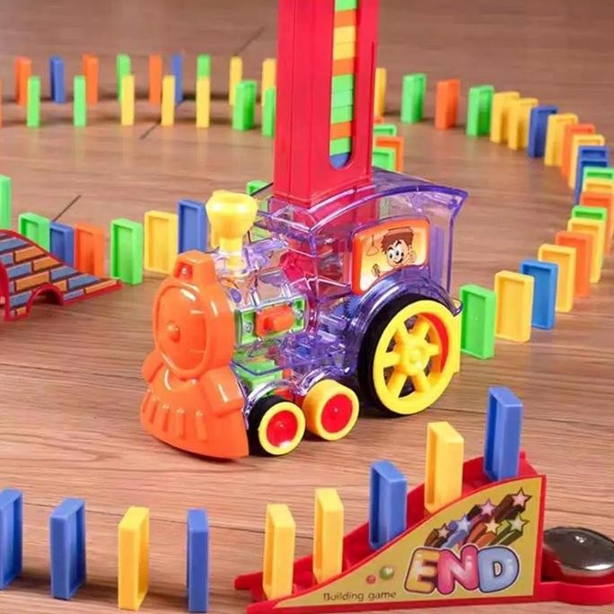 Promo Mainan anak domino train kereta penyusun domino Plastik Toys COD