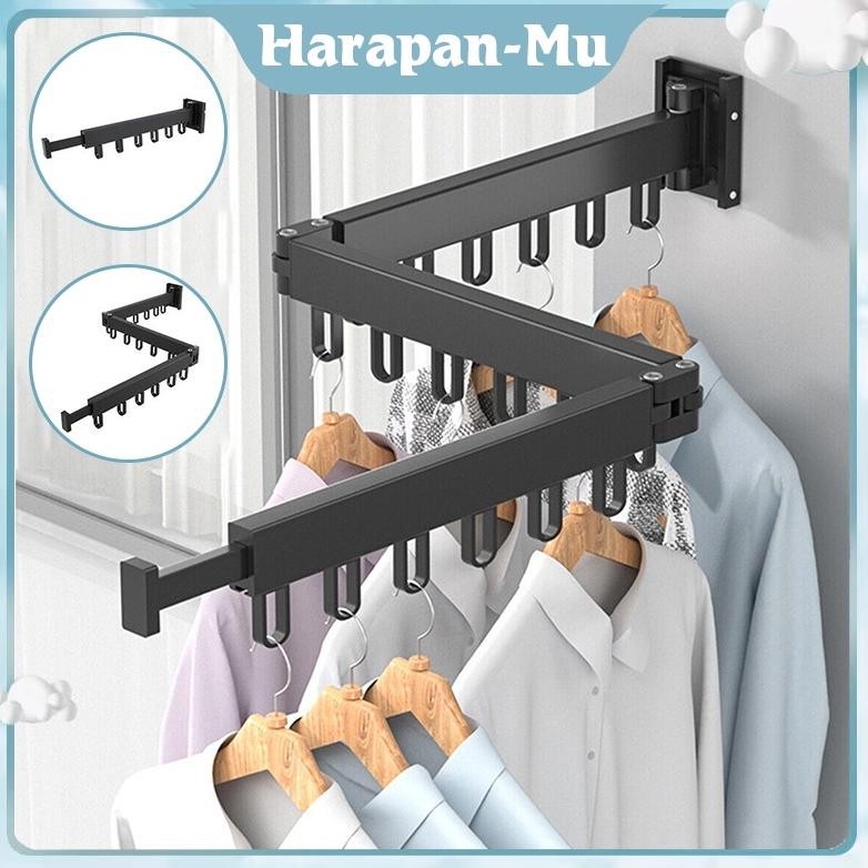 UGNDA Jemuran Baju Dinding Lipat Besi Jemuran Dinding Jemuran Gantungan Baju Lipat Dinding Foldable 