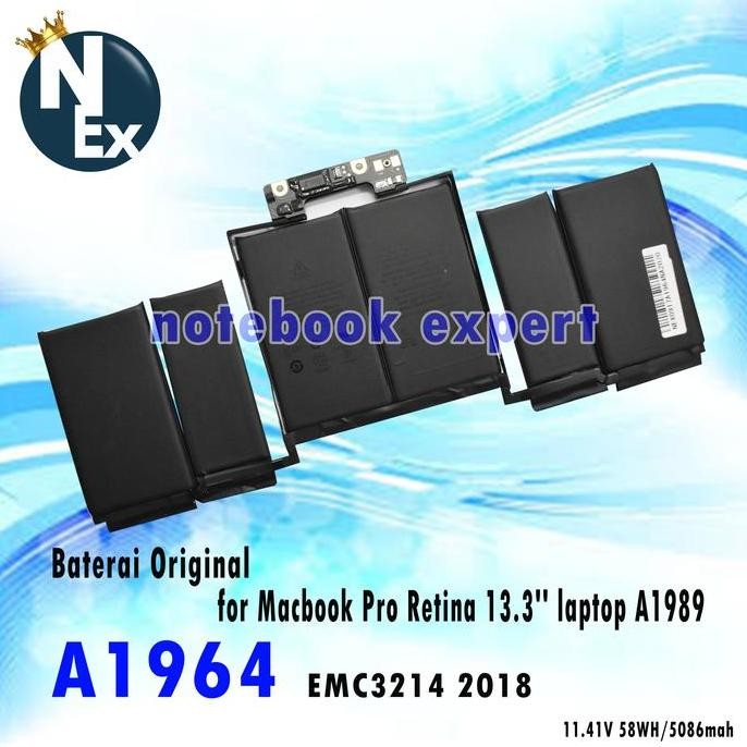 Baterai Original Apple Macbook Pro A1989 A1964 11.4V 58Wh 5086Mah