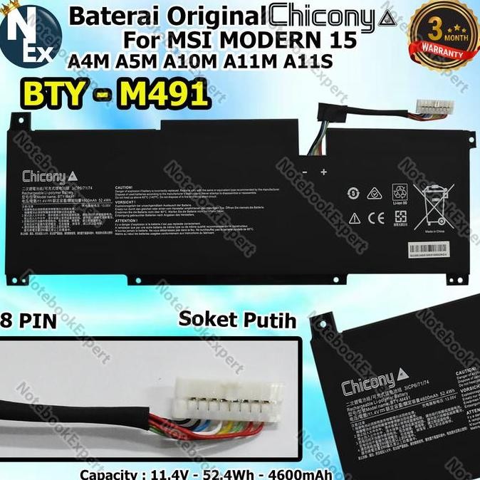 Baterai Chichony For Msi Modern 15 A11Sb Bty M491 - Original