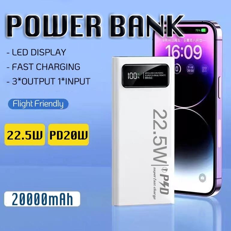 20000mAh Portable Power Bank Daya Pengisian External Powerbank 22.5w Fast Charging PD20W Fast Charge