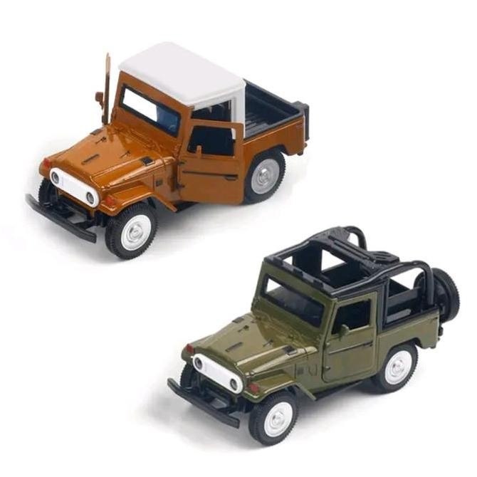 Mobil Miniatur Diecast Jeep Toyota Land Cruiser Hardtop FJ40 Pickup Pull back Mainan