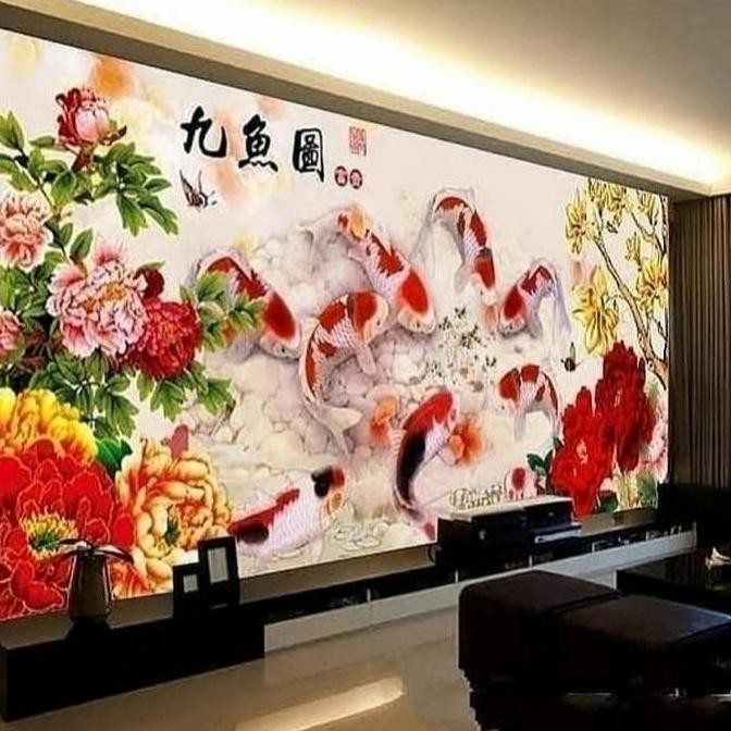 Paket kristik ikan koi pola kain 11ct 120x60cm